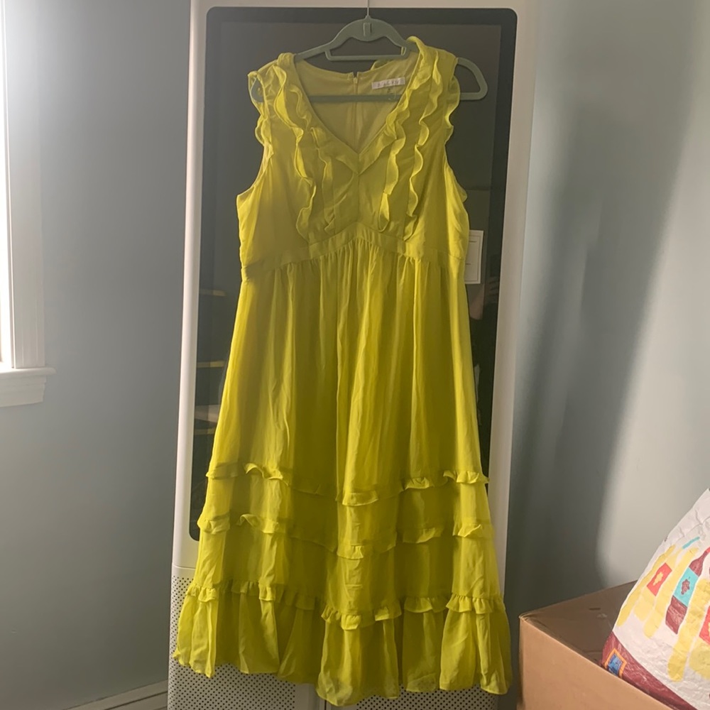 Citrus yellow ruffle spring sleeveless dress